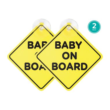 Belle ON THE GO Baby on Board Car Signs in Yellow (Set of 2). View a larger version of this product image.