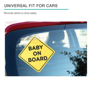 Belle ON THE GO Baby on Board Car Signs in Yellow (Set of 2). View a larger version of this product image.
