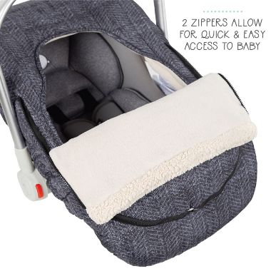 Belle ON THE GO Herringbone Car Seat Cover in Grey. View a larger version of this product image.