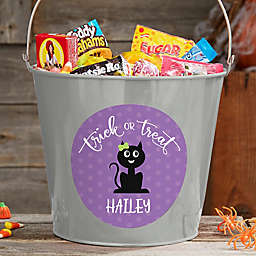 Halloween Character Personalized Large Treat Bucket in Silver