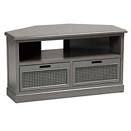 Baxton Studio Sami 2-Drawer Corner TV Stand in Grey