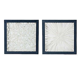 A&B Home Abstract Framed Wall Art in Ivory/Indigo (Set of 2)