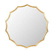 A&amp;B Home Scalloped 40-Inch Round Wall Mirror in Gold