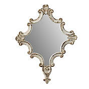 A&B Home 23.4-Inch x 30-Inch Scrollwork Diamond Wall Mirror in Antique Cream