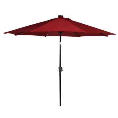 Everhome&trade; 9-Foot Solar LED Market Umbrella in Equestrian Red