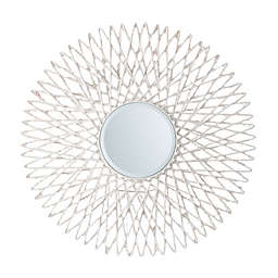A&B Home Clear 30-Inch Round Iron Wall Mirror in White