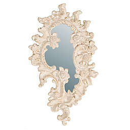 A&B Home Floral 41-Inch Wall Mirror in Antique White
