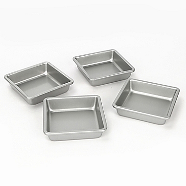 Our Table&trade; Non-Stick Mini Square Cake Pans in Silver (Set of 4). View a larger version of this product image.