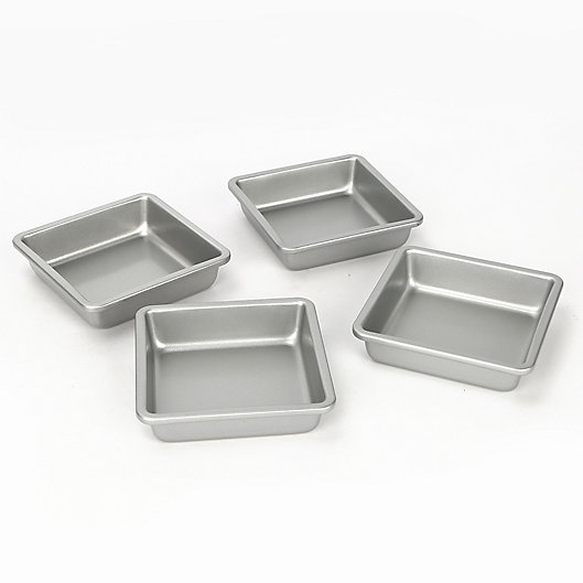 Alternate image 1 for Our Table™ Non-Stick Mini Square Cake Pans in Silver (Set of 4)