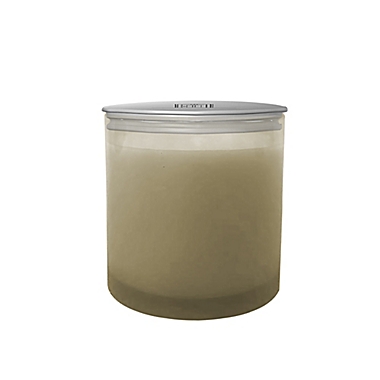 Everhome&trade; Amber Musk 11 oz. Glass Jar Candle with Lid in Taupe. View a larger version of this product image.