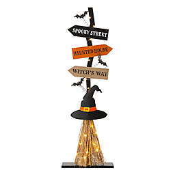 Glitzhome® 42-Inch Witches Broom Halloween Porch Decoration