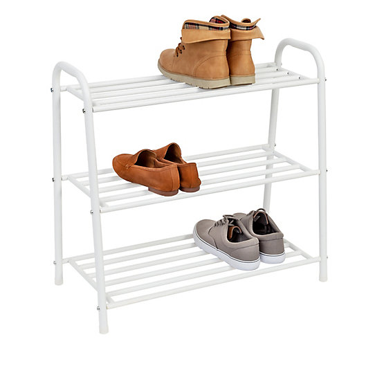 Alternate image 1 for Honey-Can-Do® 3-Shelf Steel Shoe Rack in Matte White