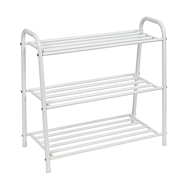 Honey-Can-Do&reg; 3-Shelf Steel Shoe Rack in Matte White. View a larger version of this product image.