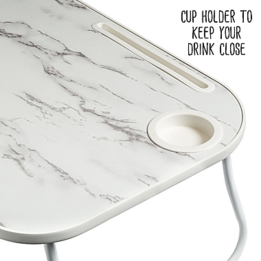 Honey-Can-Do&reg; Collapsible Folding Lap Desk in Faux White Marble. View a larger version of this product image.