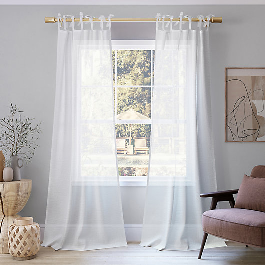Alternate image 1 for No. 918® Bethany 96-Inch Sheer Tie Top Window Curtain Panel in White (Single)
