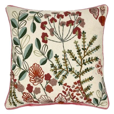 Multicolor taiche Vintage Carnation Botanical Illustration White Ink Throw Pillow 18x18 