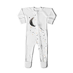 goumi Size 6-12M Organic Cotton Footie Pajama in White/Black