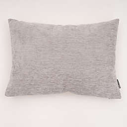 Dainty Chenille &amp; Linen Lumbar Oblong Throw Pillow in Ghost Grey