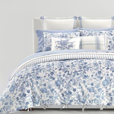 Lauren Ralph Lauren Ada 3-Piece Reversible Comforter Set in Blue/Cream  Customer Reviews | Bed Bath & Beyond