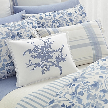 Lauren Ralph Lauren Ada 3-Piece Reversible Full/Queen Comforter Set in Blue/Cream. View a larger version of this product image.