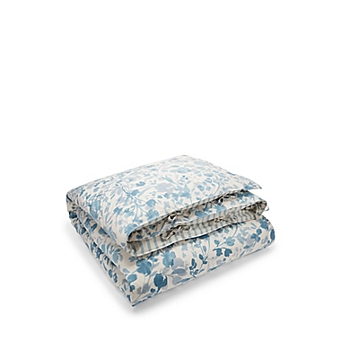 Lauren Ralph Lauren Ada 3-Piece Reversible Full/Queen Comforter Set in Blue/Cream. View a larger version of this product image.