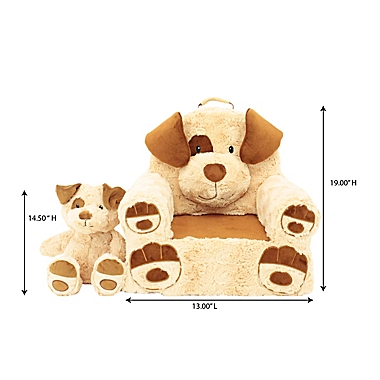 Soft Landing&trade; Darling Duos Tan Dog Plush and Chair Set. View a larger version of this product image.