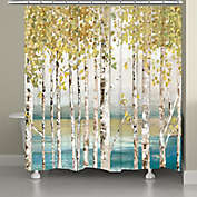 Laural Home&reg; 71-Inch x 72-Inch Birches of Autumn Shower Curtain in Gold