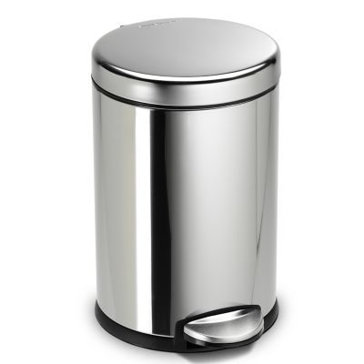 Stainless Steel Step On Trash Garbage Can Round Set With Lid Kitchen Bathroom 
