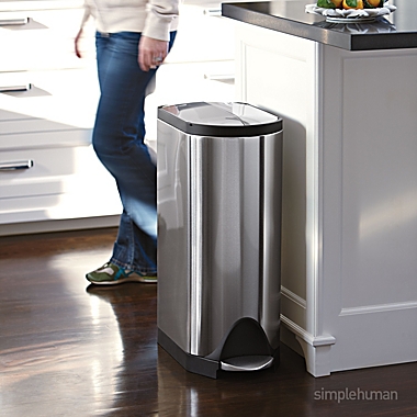 simplehuman&reg; Brushed Stainless Steel Fingerprint-Proof 40-Liter Butterfly Recycler Trash Can. View a larger version of this product image.