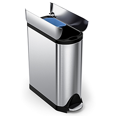 simplehuman&reg; Brushed Stainless Steel Fingerprint-Proof 40-Liter Butterfly Recycler Trash Can. View a larger version of this product image.