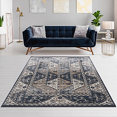 Madison Park&reg; Dakota 8&#39;x10&#39; Tiled Border Area Rug in Blue/Cream. View a larger version of this product image.