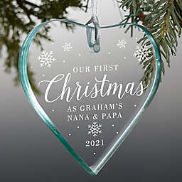 First Christmas as Grandparents 3-Inch x 3.5-Inch Glass Personalized Premium Heart Ornament