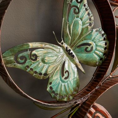 Ridge Road D&eacute;cor Butterflies Multicolored Metal Eclectic Wall Decor. View a larger version of this product image.