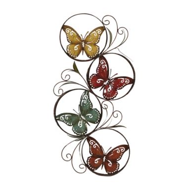 Ridge Road D&eacute;cor Butterflies Multicolored Metal Eclectic Wall Decor. View a larger version of this product image.
