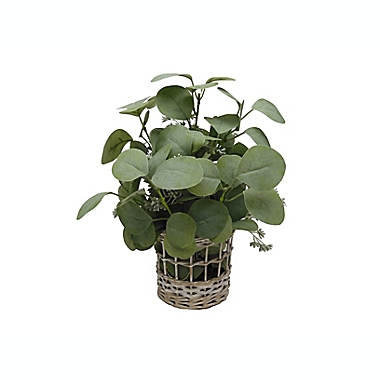 Bee &amp; Willow&trade; 12-Inch Faux Lighted Greenery Arrangement with Rattan Basket. View a larger version of this product image.