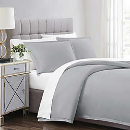 Charisma King Solid Duvet Cover Set in Grey