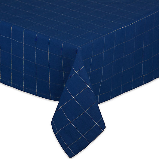 Alternate image 1 for Hanukkah Windowpane Tablecloth in Metallic Blue