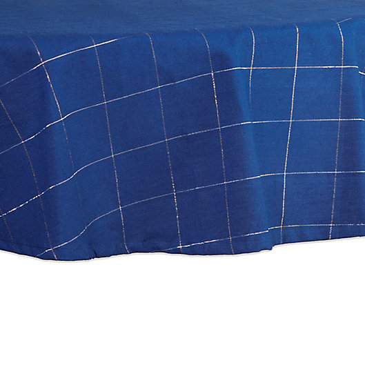 Alternate image 1 for Hanukkah Windowpane 70-Inch Round Tablecloth in Metallic Blue