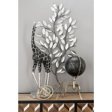Ridge Road Decor Metal Glam Floral Wall Decor in Silver. View a larger version of this product image.