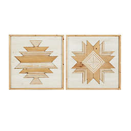 Ridge Road Décor Rustic Abstract 24-Inch Wall Art in Brown/White (Set of 2)