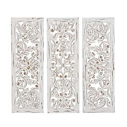 Ridge Road Decor Wooden Triptych 12-Inch x 36-Inch Wall Panels in Weathered Grey (Set of 3)