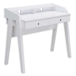 Newport Deluxe 2-Drawer Desk with Shelf in White