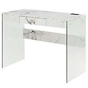 SoHo 42-Inch Glass Desk with Charging Station