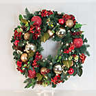 Alternate image 1 for Village Lighting Company&reg; 30-Inch Scarlet Hydrangea Pre-Lit LED Christmas Wreath