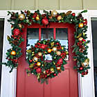 Alternate image 5 for Village Lighting Company&reg; 30-Inch Scarlet Hydrangea Pre-Lit LED Christmas Wreath