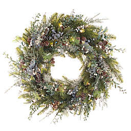 Village Lighting Company® 30-Inch Rustic White Berry Pre-Lit LED Christmas Wreath