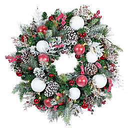 Village Lighting Company® 30-Inch Frosted Wonderland Pre-Lit LED Christmas Wreath