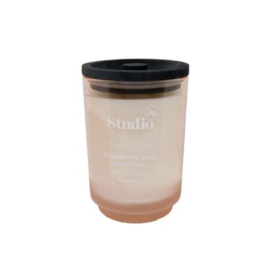 Studio 3B&trade; Cranberry Teak 18 oz. Glass Jar Candle. View a larger version of this product image.