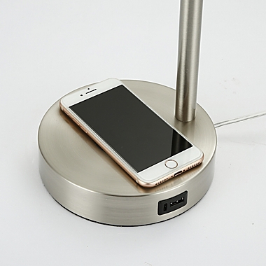 Cedar Hill Touch Table Lamp with Wireless Charger in Silver. View a larger version of this product image.