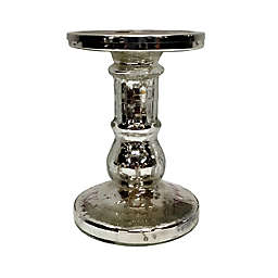 Bee & Willow™ Textured Small Pillar Candle Holder in Silver